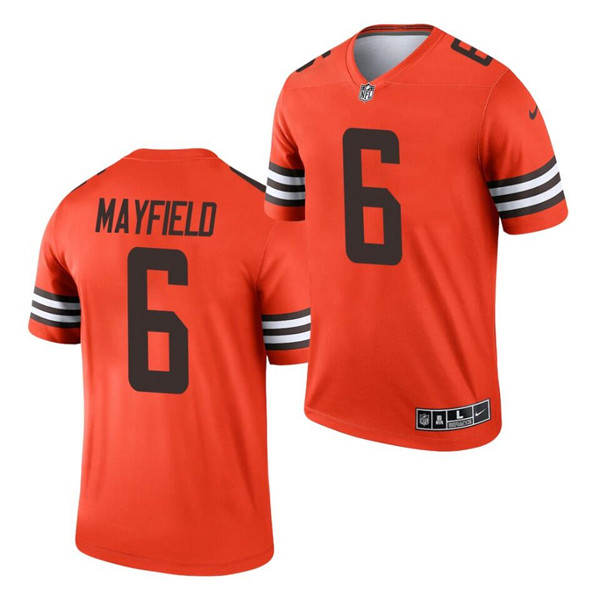 Men's Cleveland Browns #6 Baker Mayfield Orange Inverted Legend Jersey Men's Cleveland Browns #6 Baker Mayfield Orange Inverted Legend Jersey